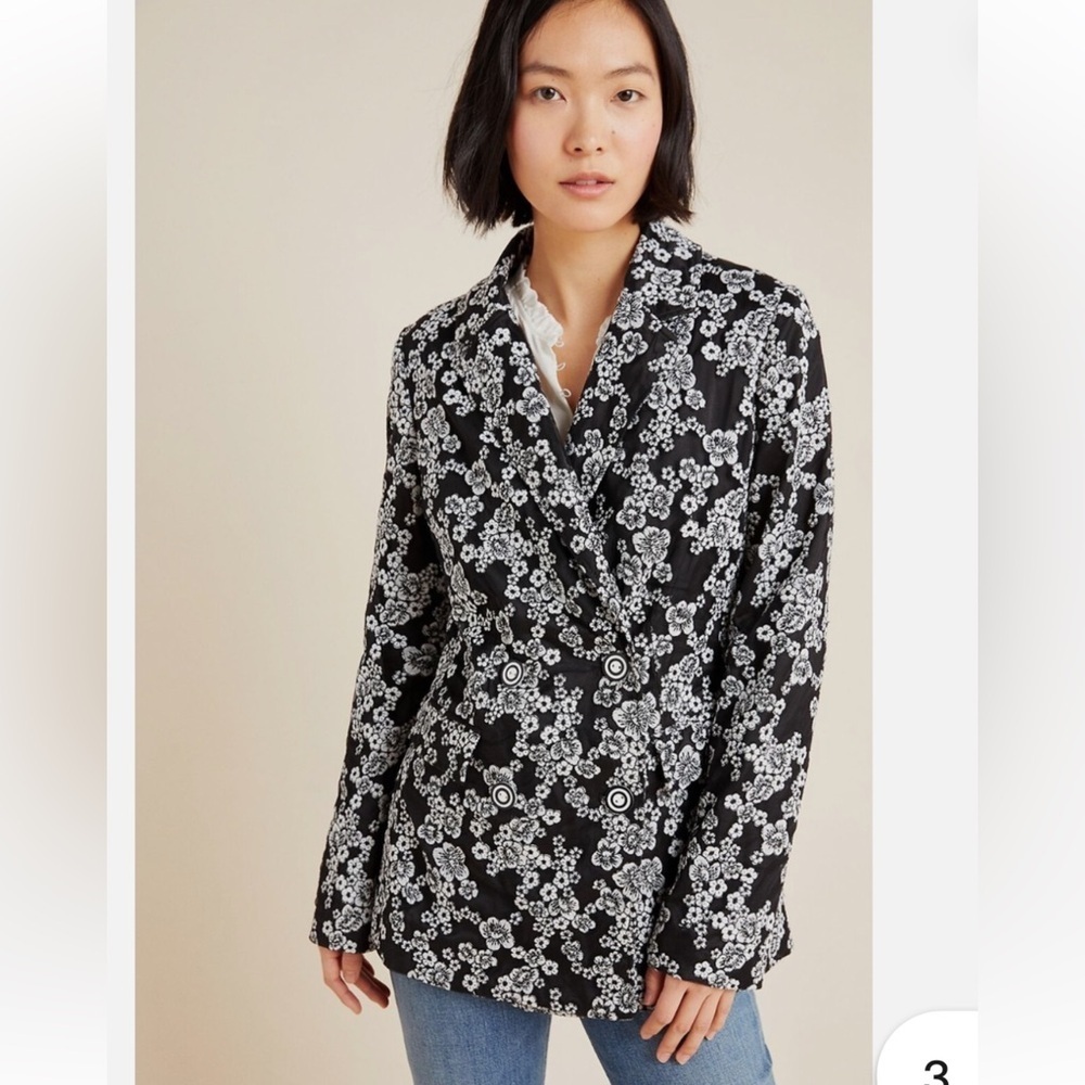 NWT Anthropologie Eva Franco Aylie Floral Embroidered Blazer